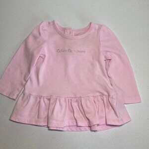 Calvin Klein dress girls 6/9 months pink long sleeve cotton/Polyester